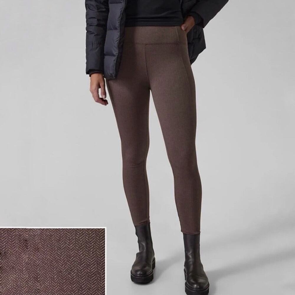 Athleta Burgundy Delancey Herringbone Tight Leggings Sz M